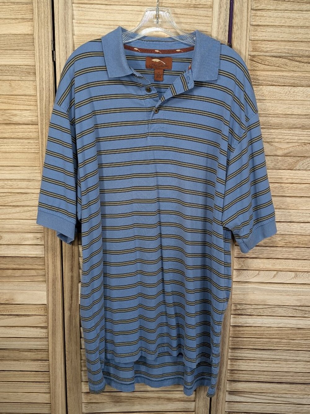 Bob Timberlake Blue Striped Polo Shirt Size XL